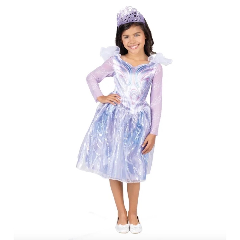 NEW in Box Wicked Movie Glinda Butterfly Dress Costume Set Tiara Wand Girls 4-6X